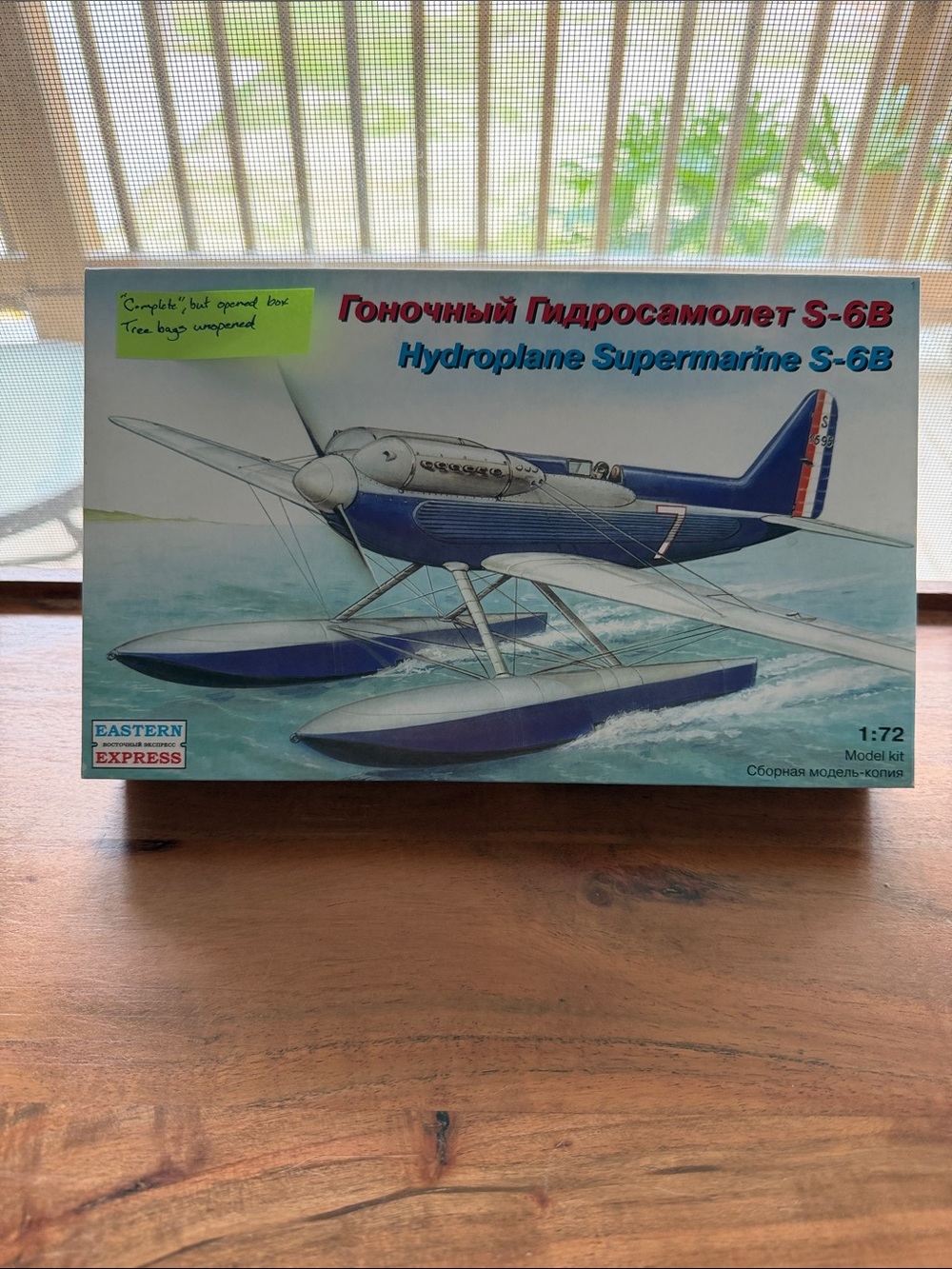 Hydroplane Supermarine S-6B Model Kit 72257 Blue 1:72 Eastern Express 34 pcs 8+